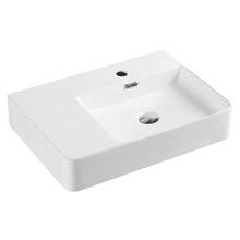 Vento 600mm Rectangular Ceramic Left Drainer Above Counter Basin